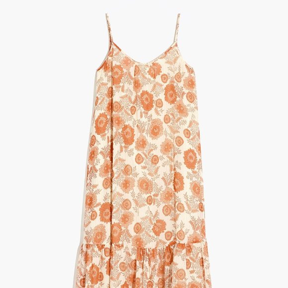Madewell Antique Cream Floral Cami Midi Dress, New - Picture 4 of 4